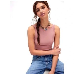 Free People Fitted Tank Top in Dusty Rose